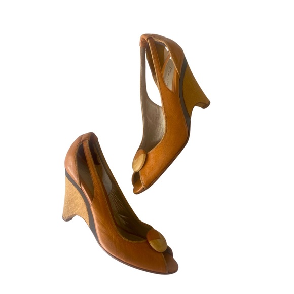 Kenneth Cole Shoes - Kenneth Cole | Y2K Tan Leather Peep Toe Heels
